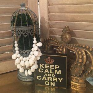 White layered statement necklace