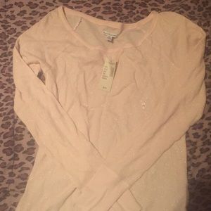 Sparkly pale pink thermal long sleeved shirt