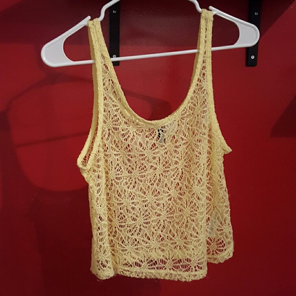 Yellow lace crop top