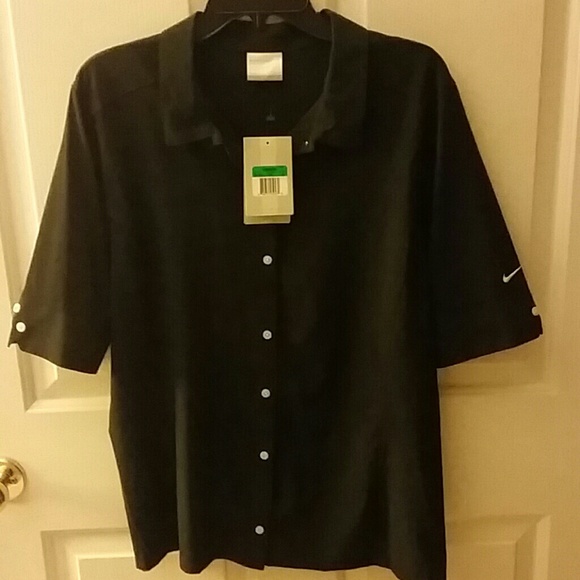 NWT Nike Golf XL black Woman's Golf Collared Shirt
