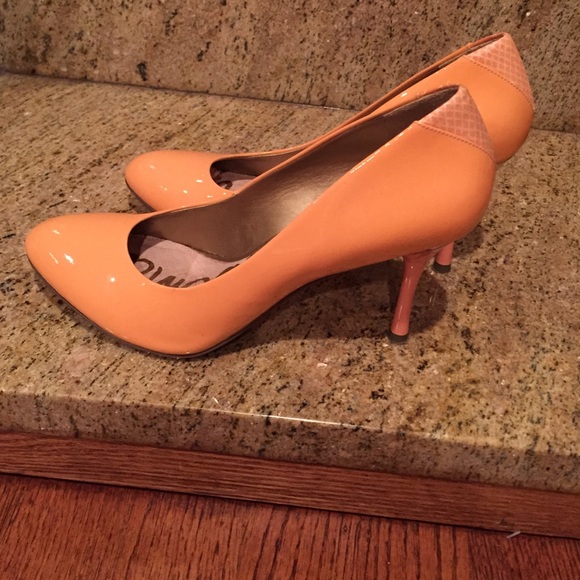 Sam Edelman Patent Peach Pumps.