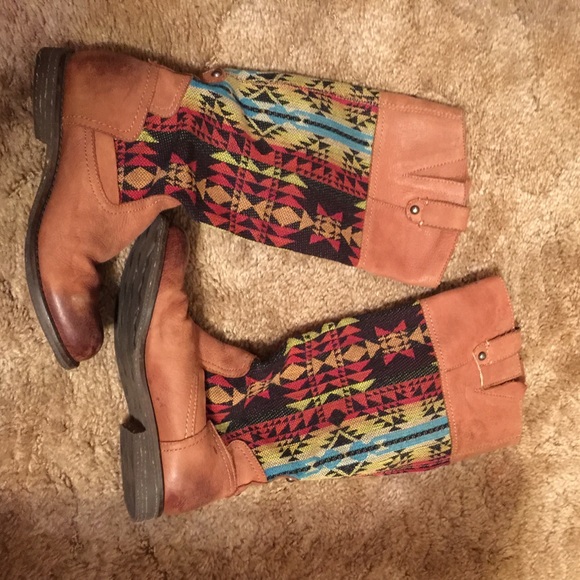 Aztec print knee high boots!