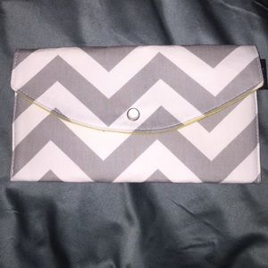 Grey and white chevron clutch, never used