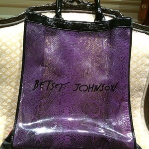 Betsey Johnson large clear snake skin print tote