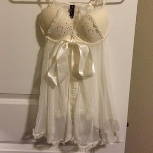 Victoria's Secret White Lingerie Sequined Top