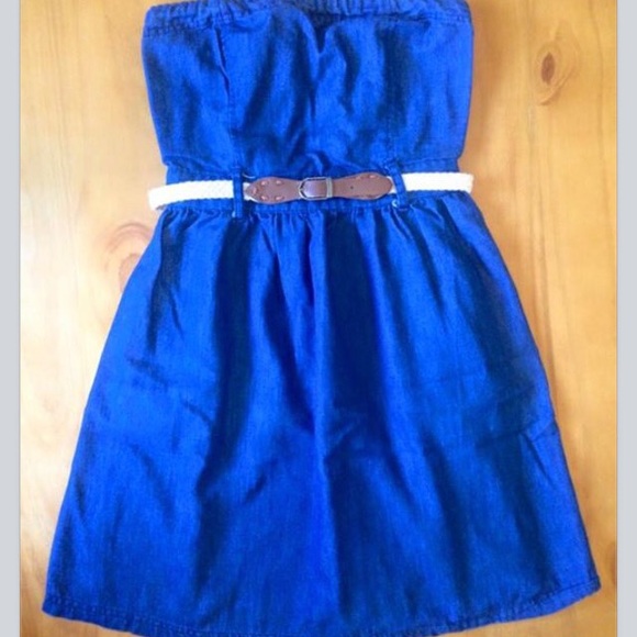 Strapless jean dress