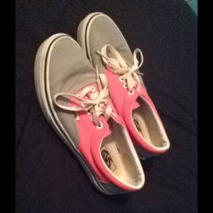 Pink and gray vans "off the wall"