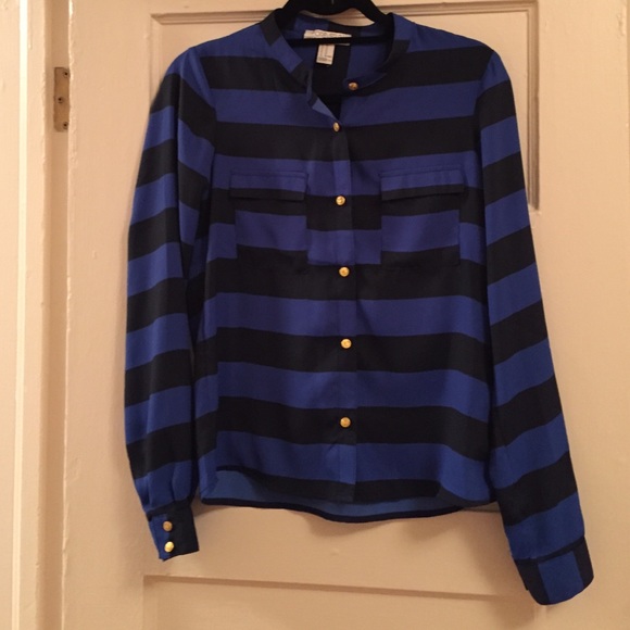 Forever 21 Royal Blue and Navy Stripped Blouse