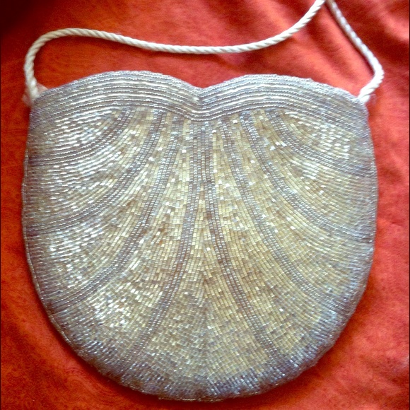 Vintage Gold beaded handbag with long strap