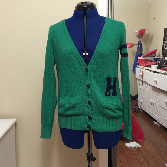 Preppy green and navy sweater