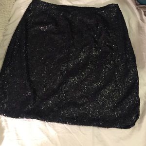 Sequin black mini skirt