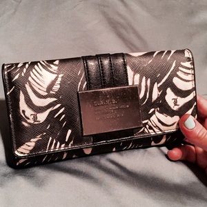 L.A.M.B. Signature Fold Over wallet, black/white