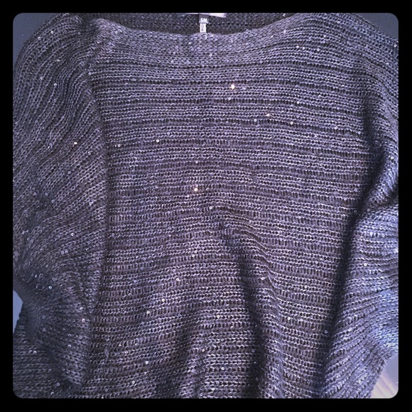 Sequin accented black sweater