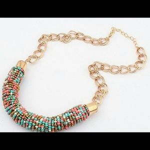 Hand beaded fashion statement necklace