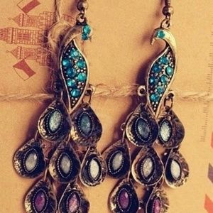 Peacock gem earrings