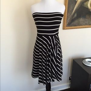 GAP Black & White Striped Sleeveless Dress