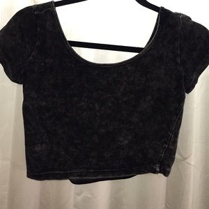 Distressed black crop top