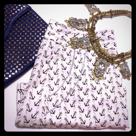 J Crew Nautical Anchor Creme Skirt