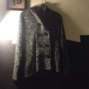 Black white speckle hooded sweater