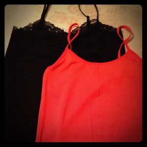 Orange and black tank top set