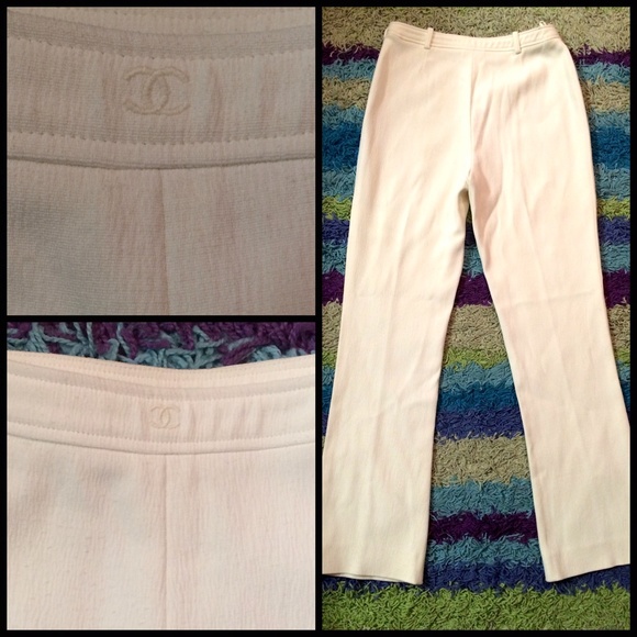 ❌SOLD❌ CHANEL High Waisted White Slacks Pants - Picture 3 of 4