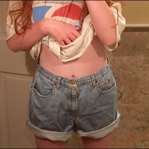 High waisted denim shorts
