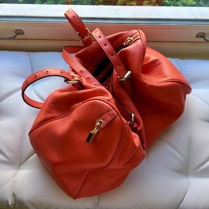 Red leather handbag + coin purse