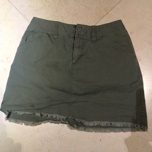 Olive Frayed Hem Mini-Skirt with Shorts