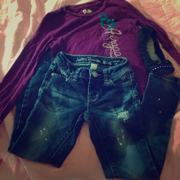 Justice skinny jeans with top