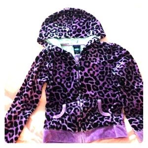 Purple cheetah print zip up hoodie