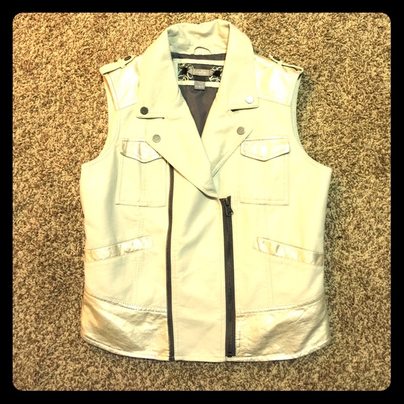 White faux leather vest