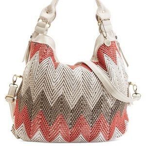 big Buddha hobo bag, coral chevron