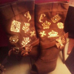 Womens Dollhouse Open Toe Knee Hi Fashion Boots