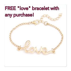 FREE 'love' bracelet with any purchase! 🎁🎀