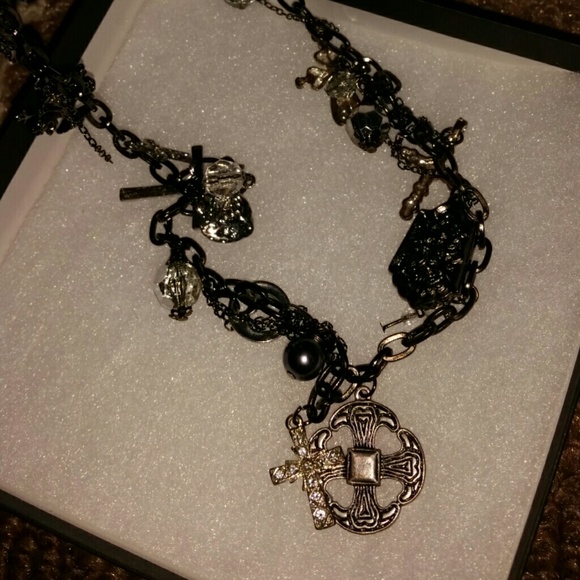 -------SOLD-----Buckle Cross & Charm Long Necklace