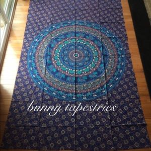 Tapestry- Blue Boho Elephant Mandala - Twin