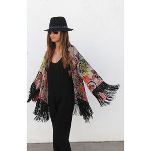 Fringe Chiffon Kimono Cardigan