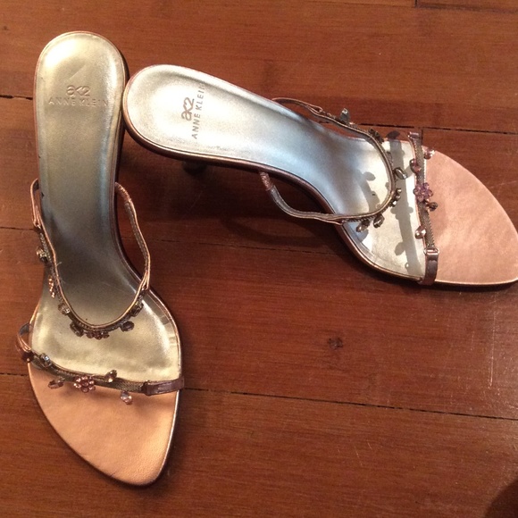 Anne Klein Pink Jeweled High Heel Slides