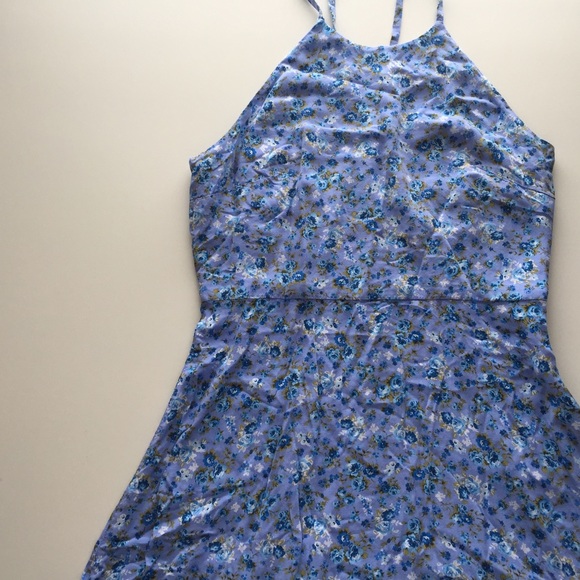 Baby blue floral halter dress