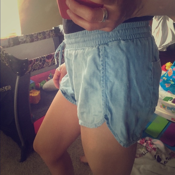 H&M light denim jogger shorts