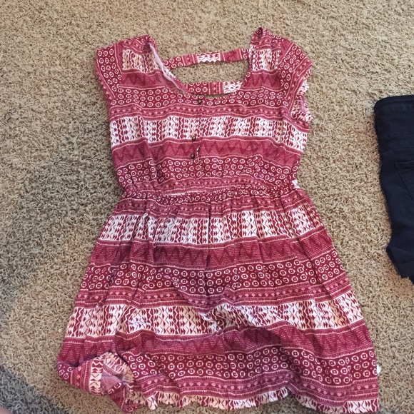 Red patterned dress