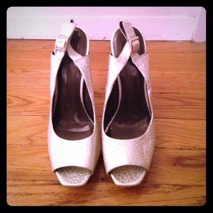 Silver Jessica Simpson open toe slingbacks