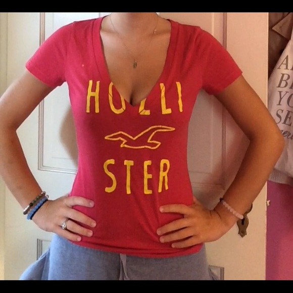 Pink hollister v-neck