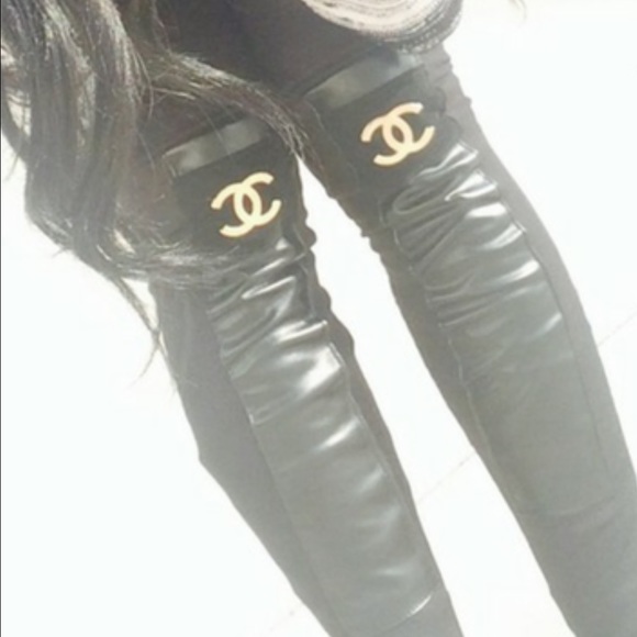 Double C Leather Panel Legwarmers 💕