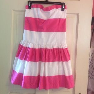 66% off Pink and white Abercrombie dress