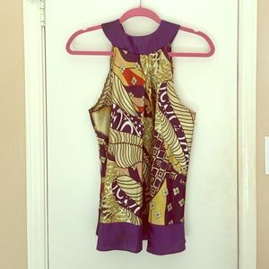 Purple & gold artistic Desgin blouse