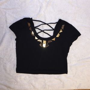 Black and gold crop top