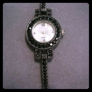 Black crystal bracelet watch