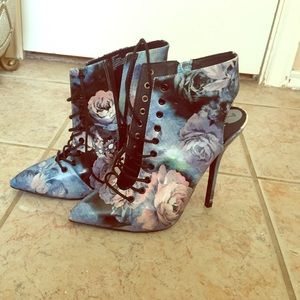Flower bootie heels