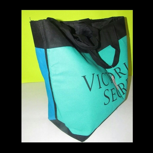 Victorias Secret Color Block Teal/Blue Beach Tote